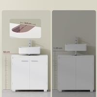 VASAGLE Dulap baie pentru suport lavoar, MDF, 2 compartimente, raft interior reglabil, 30x60x60 cm, alb