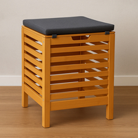 Taburet multifunctional 5Five Sicela, spatiu depozitare, bambus, 35x35x49 cm, bej