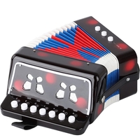 Acordeon Pentru Copii, Flippy, Acordeon Jucarie pentru Educatie Timpurie, 7 butoane 2 bass, Acordeon Instrument Muzical pentru Copii, 18 x 17 x 10 cm, Negru