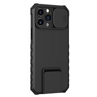 Husa Defender cu Stand pentru iPhone 12 Pro, Negru, Suport reglabil, Antisoc, Protectie glisanta pentru camera, Vafy