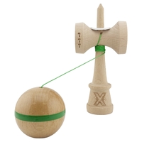 Kendama X Originala, Profesionala, Flippy, Super Sticky, Cupe Mari KING SIZE V3, Gaura in Baza, Rulment Metalic, din lemn 18 cm, Ata 62/65 cm, Original Verde