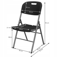 Scaun pliant din plastic pentru catering sau terasa, sarcina 150kg, negru