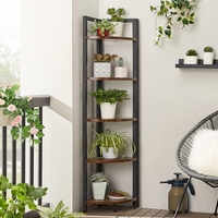 VASAGLE Biblioteca de colt cu 5 etaje, cadru metalic, 150x30x30cm, stil industrial maro rustic si negru
