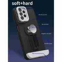 Husa Armor Design cu Stand pentru iPhone 11 Pro, Negru/Alb, Suport Auto Magnetic, Wireless Charge, Protectie Antisoc, Vafy