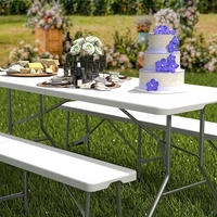 Banca pliabila pentru evenimente si catering, 183x28x43 cm, din HDPE si otel, alb