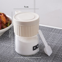 Recipient Condimente, Vafy, din Stilca, 180 ml, cu Maner si Lingurita, 10.6 x 7 x 7 cm, Capac Mat, Alb