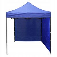Cort tip pavilion cu 3 pereti laterali, structura solida otel si acoperis impermeabil PVC, 3x3 m cu inaltime reglabila, albastru