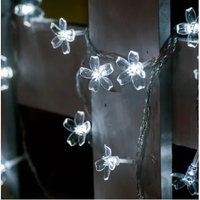Instalatie Craciun, 6.5 metri, 30 Becuri LED tip Flori de cires, pentru exterior cu incarcare solara, Alb rece, Vafy