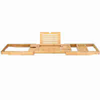 Raft cu tava pentru cada din bambus natural Sersimo 1025, extensibila, 75-111x23cm