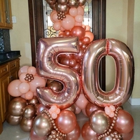 Balon din Folie Metalizata Flippy, Figurina Cifra, Tema Aniversare 100 cm, Ambalaj Individual, Pai inclus, Umflare cu Aer sau Heliu, Coral, Rose, Cifra 0