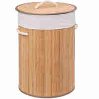 Cos rufe rotund 5Five Bambou cu capac, bambus, 48 litri, 35x50 cm, natur