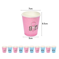 Set 10 Pahare Gender Reveal, Vafy, Girl or Boy, din Carton, 7 x 5 x 8.5 cm, 250 ml, Roz/Albastru