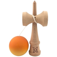 Kendama X Originala, Profesionala, Flippy, Rubber Grip, din Lemn, 18 cm, Portocaliu/Galben