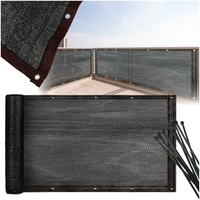Protectie balcon din plasa PVC, cu inele metalice pentru prindere, 105x700 cm, negru