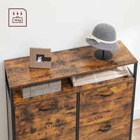 VASAGLE Dulap pantofi din MDF cu ​​4 usi basculante, pentru 12-20 perechi, 98x30x95cm, maro rustic si negru