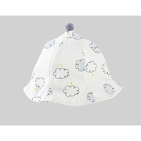 Palarie de Protectie pentru Bebelusi, Vafy, Model cu Norisori Albastri, Pescareasca, de Primavara si Toamna, cu Masca si Fermoar, 42 cm, pentru 0-3 Luni, Bleu