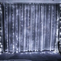 Instalatie Craciun, Tip Perdea, IP44, 3 m x 3 m, 240 LED-uri, Alb rece, cu 8 jocuri de lumini, 31 V, 9W, Interconectabila, Prelungitor 3 m inclus, Fir transparent, Interior/ Exterior, Vafy