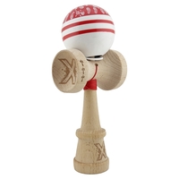 Kendama X Originala CHICANOS, Profesionala, Flippy, Cupe Mari KING SIZE V3, Super Sticky, Gaura in Baza, Rulment Metalic, din lemn 18 cm, Ata 62/65 cm, Rosu/Alb