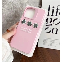 Husa Apple iPhone 15 Pro, Vafy, din Silicon Lichid, Interior din Microfibra, Lentile Fosforescente de Protectie Camera, Anti Amprenta, Rezistenta la Socuri, Roz
