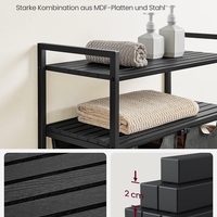 VASAGLE Cos de rufe, cu 2 saci detasabili, 2 rafturi, capacitate de 46L per sac, 73x33x92cm , negru si gri