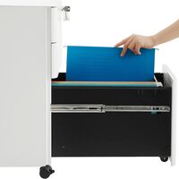 SONGMICS Dulap birou rollbox, cu 3 sertare si roti, corp metalic preasamblat cu incuietoare, pentru documente A4, 46x30x59 cm, alb