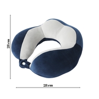 Perna de Voiaj Flippy, Pentru Gat, din Bumbac, 4 Cocoase Pentru Confort, Accesoriu de Voiaj, Birou, Masina, Sistem Prindere Capse, Albastru