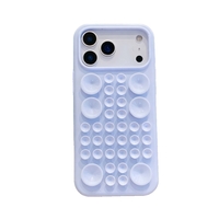 Husa cu Ventuze, Vafy, Compatibila iPhone 17, din Silicon, Interior Microfibra, Albastru Gri