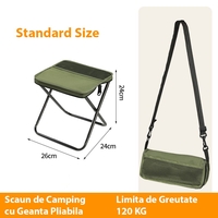 Scaun Taburet Pliabil pentru Camping, Vafy, pentru Adulti, Scaun Portabil, Pescuit, din Panza Oxford si Cadru Metalic, Mic 26 x 24 x 24 cm, Verde