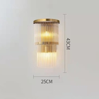Lampa de Perete in Interior, Flippy, Lampa de Lux pentru Decor de Interior, Corp de Iluminat Tip aplica, din Inox Auriu si Cristal, Lumina Calda Rece Neutra, 43 x 25 cm, Ideal pentru Camere Mici si Medii, Transparent Auriu