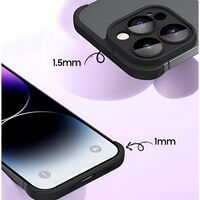 Husa Metalica Edgeless Compatibila cu iPhone 15 Pro, Vafy, Protectie pentru Colturi si Camera, Aliaj, Antisoc, Antizgariere, Negru Metalizat