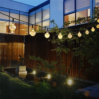 Instalatie Craciun, Tip Globuri de cristal, 100 Led-uri, 12 metri, Alb cald, Energie solara, Senzor de lumina, Vafy