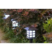 Lampa solara pentru gradina, Flippy, Set 2 Bucati, Tip Felinar la Pamant, LED Lumina Alb Rece, 38 x 8.6 x 8.6 cm, Negru
