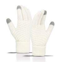 Manusi de Dama, Flippy, Functie Touchscreen (ecran tactil), Material Acril Tricotat, Manseta Elastica, Interior Catifelat, Marime Universala, Alb
