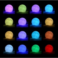 Lampa de veghe luna 3D Moon Light, lumina multicolora cu LED, 7 culori ,schimbare culoare prin atingere,, alimentare baterii, fara acumulator, stand din plastic inclus, 15 cm, Flippy