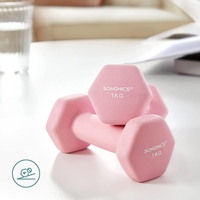 SONGMICS Set de 6 gantere hexagonale cu suport, 2x1 kg 2x2 kg 2x3 kg, multicolor