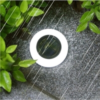 Set 4 Lampi Solare Led pentru Gradina, Flippy, Model Cerc, 10.5 x 2.4 cm, Buton On-Off, Alb Rece, Negru/Alb