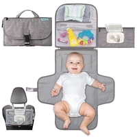 Geanta Multifunctionala, Vafy, Tip Aleza de Schimbat Scutece, Impermeabila, din Panza Oxford, cu Buzunare, Usor de Agatat, 30 x 20 cm, Gri