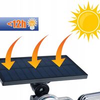Proiector LED solar modular cu 3 lampi, senzor de miscare, 122LED-uri, cu telecomanda