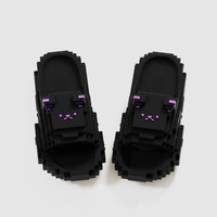 Papuci Casual pentru Adolescenti, Flippy, Model Unisex de Forma Pixel, Rezistenti Usori si Moi din Spuma EVA Antiderapanti, Marime 40-41, Negru