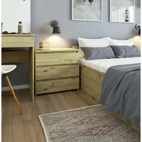 Noptiera cu 3 sertare, PAL laminat 16 mm, 60x35x57 cm, stejar artisan