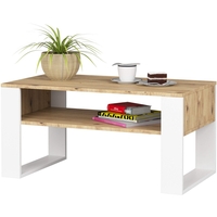 Masuta de cafea Domi cu raft inferior, blat laminat, 92x50x45 cm, stejar artisan si alb
