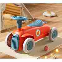 Masinuta Ride-On Flippy, cu Sistem Anti-Rasturnare, Claxon pe Volan, 1-6 Ani, 60 x 28 x 34 cm, Rosu-Albastru