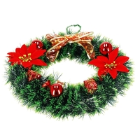 Coronita pentru Craciun, 35 cm, din brad artificial, cu decoratiuni, verde