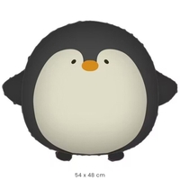 Balon din Folie Metalizata, Flippy, Figurina Animata, Model Pinguin, 54 x 48 cm, Ambalaj Individual, Pai Inclus, Umflare cu Aer sau Heliu, Negru