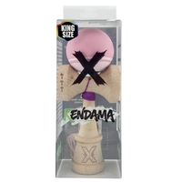 Kendama X Originala, Profesionala, Flippy, Rubber Grip, Cupe Mari KING SIZE V3, Gaura in Baza, Rulment Metalic, din lemn 18 cm, Ata 62/65 cm, Bicolor Roz/Roz deschis