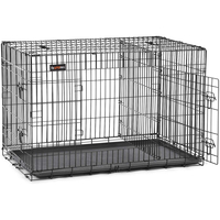 FEANDREA Cusca pentru animale, 2 usi, perete separator, pliabila din metal, XXL, 122x75x81cm, negru