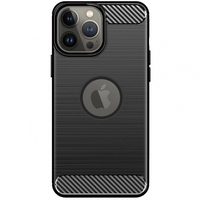 Husa Protectie, Vafy, compatibila Apple iPhone 15 Pro, Carcasa TPU Carbon, 1.5 mm, Negru