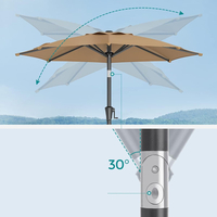 SONGMICS Umbrela de gradina 200 cm, inclinare dubla 30°, poliester UPF 50+, cadru metalic, maro taupe
