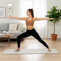 Saltea fitness antiderapanta din TPE, 183x61x1 cm, cu curea transport, bej