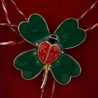 Martisor Brosa Mica in Cutie, Jolie, Dimensiune Brosa 2.5-3cm, Material Metal, Model Trifoi cu 4 Foi